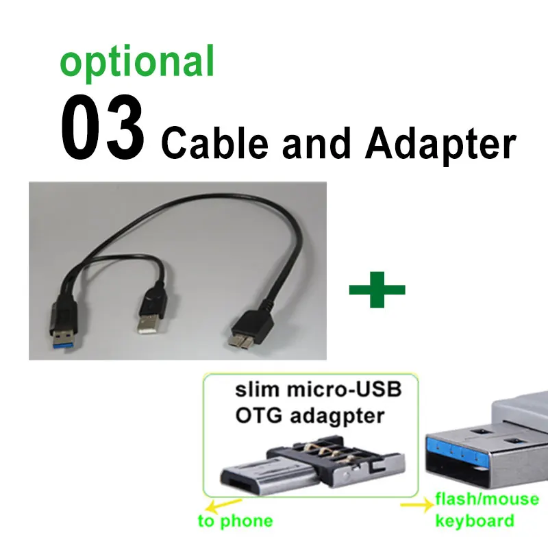 03 Cable n Adapter PCTONIC Micro-USB3.0 micro-B USB кабель с дополнительным USB a-типа питания для мобильного жесткого диска HDD дополнительное питание для OTG - Цвет: 03 Cable n Adapter