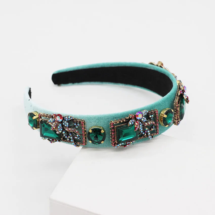 European and American Baroque flannel color rhinestone headband luxury temperament geometric ball wild personality 882 | Украшения и