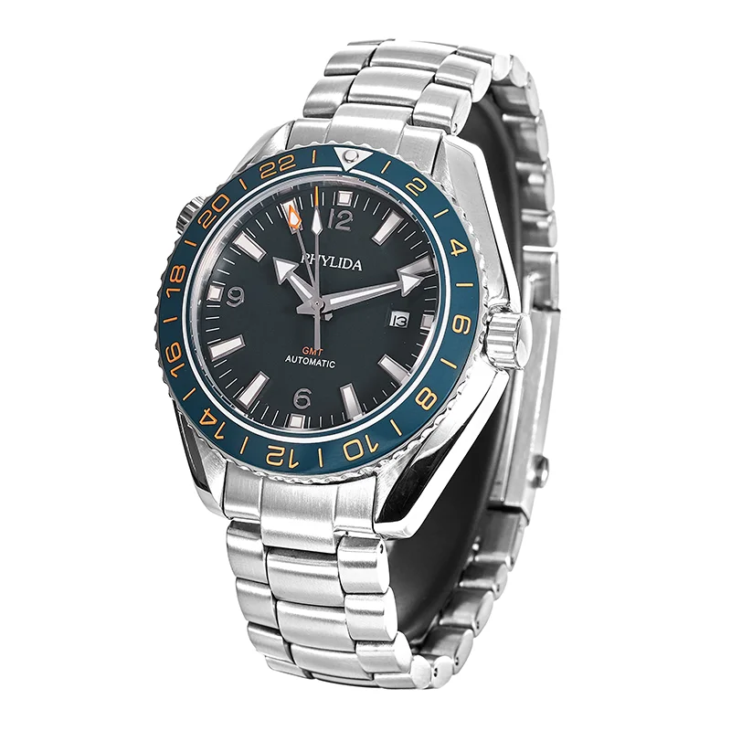 Фото Мужские черные часы 43 5 мм GMT с двойным временем автоматические Sea Ocean Tribute Мужские черные часы 43 5 мм GMT с двойным временем автоматические Sea Ocean Tribute