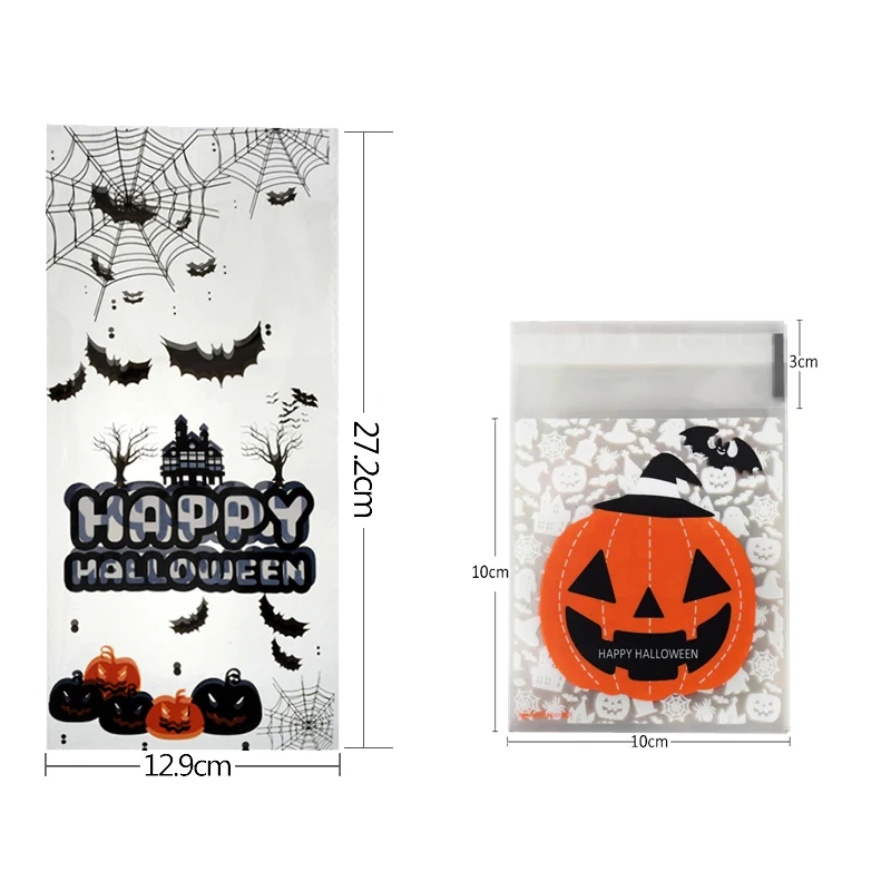 

Cute Halloween Candy Bag Pumpkin Ghost Cookie Dessert Packaging Bags Self-adhesive Plastic Bags Supplies Trick Or Treat Gifts
