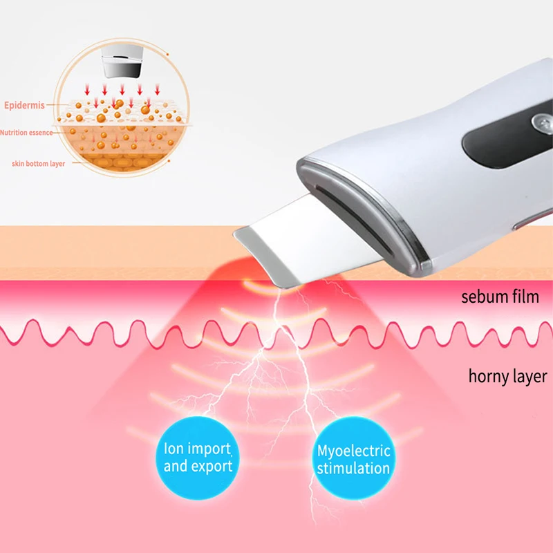 Ультразвуковой скруббер для кожи вибрационная очистка пор удаление грязи