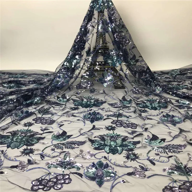 

Madison African Sequins Lace Fabric Nigerian Lace Fabric 2020 High Quality African Sequins Lace Fabric for Party Dress