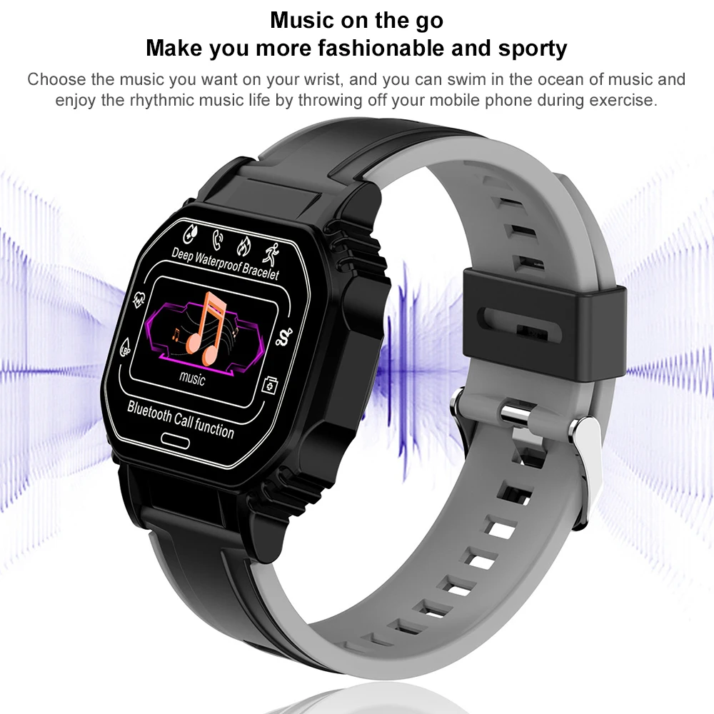 Водонепроницаемые умные часы с фитнес-трекером пульсометром сенсорным экраном