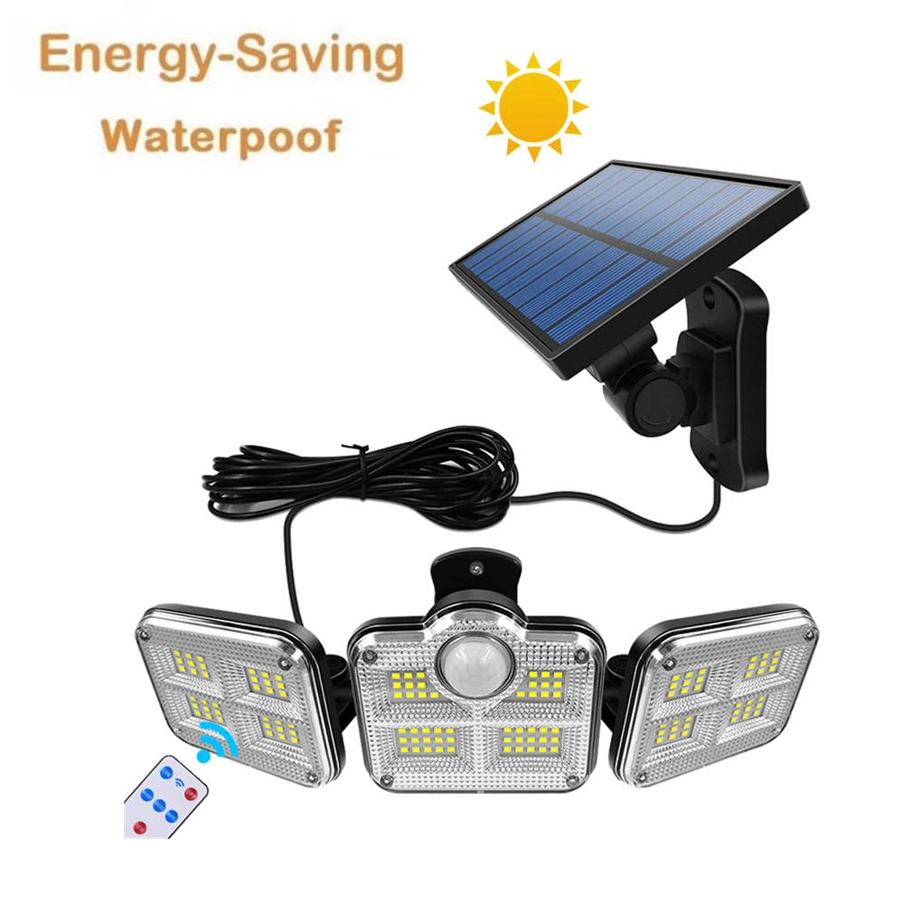 

138 led remote seperable 3 Modes Solar Lights Outdoor Solar Motion Sensor Outdoor Lamp 3 Adjustable Heads 270 Wide Angle Illumin