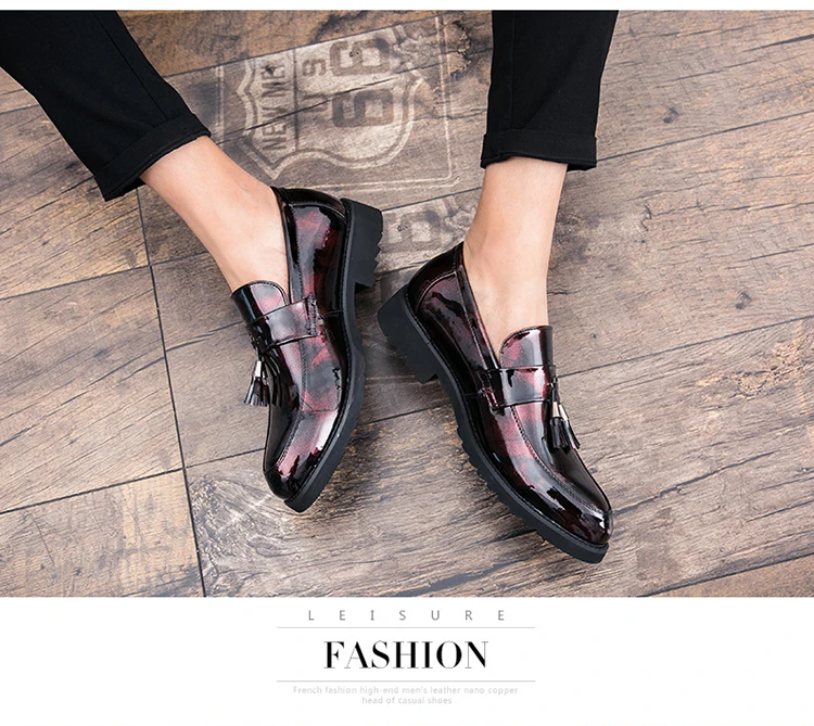 Thick Bottom Mens Dress Shoes Men Bring Brand Wedding Shoes Luxury Italian Casual Office Formal Loafers Boats Leather Shoes Men