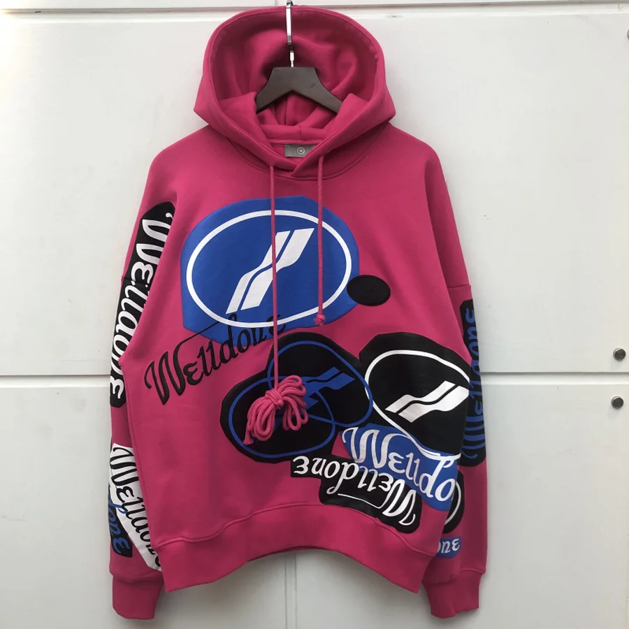 

Patchwork Foaming Printing We11done Hoodie Men Women Black Blue Green Red Welldone Pullover fashion xxxtentacion