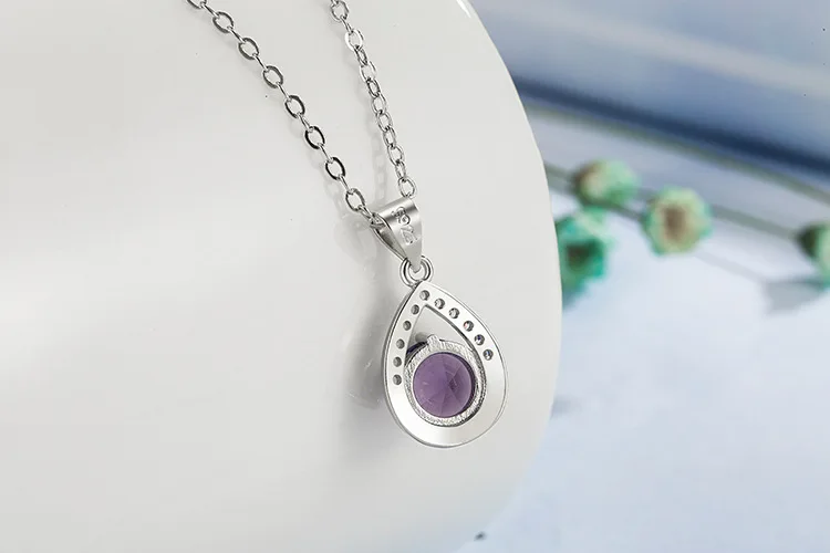 

Genuine 925 Sterling Silver Real Natural diamond Pendan Jewelry Necklace Women Fine Silver 925 Jewelry Bizuteria Gemstone Gift