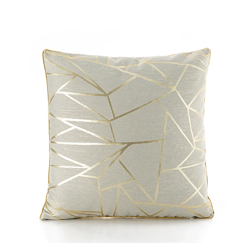 Light Luxury High quality Satin Jacquard Lumbar Pillowcase Pillow Case Sofa Bed Room Chair Cushion Cover 30x50 45*45 Home Decor - Цвет: Modern grey gold