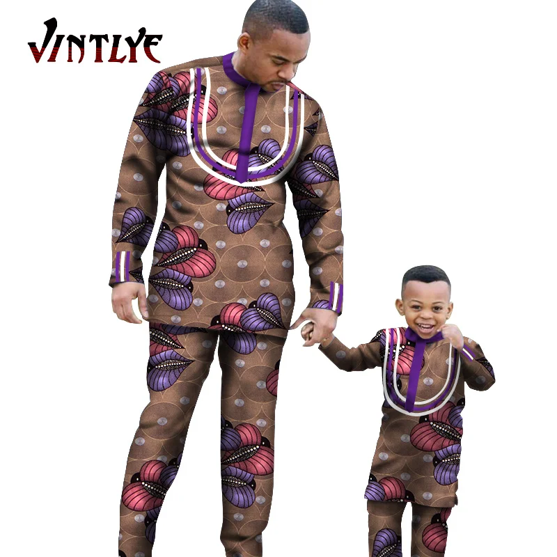 Африканская одежда для родителей и детей нигерийская костюм Дашики отца модная