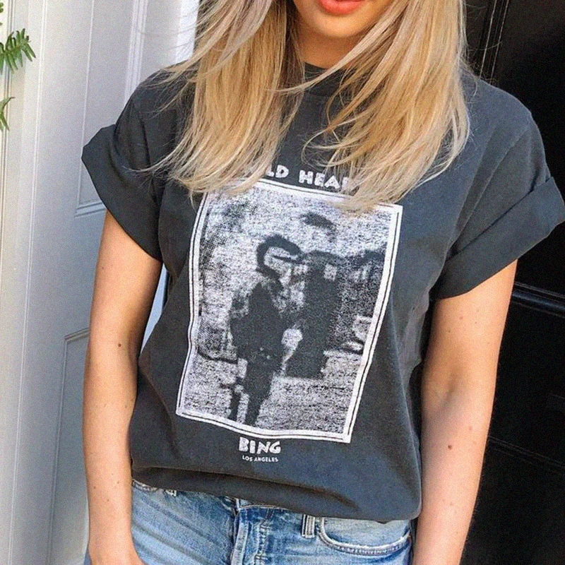 

Vintage Print Tee shirt Women Cotton Soft Elegant Short Sleeve Loose Black Classic Casual 2021 Chic T shirt Femme Nostalgia Tops