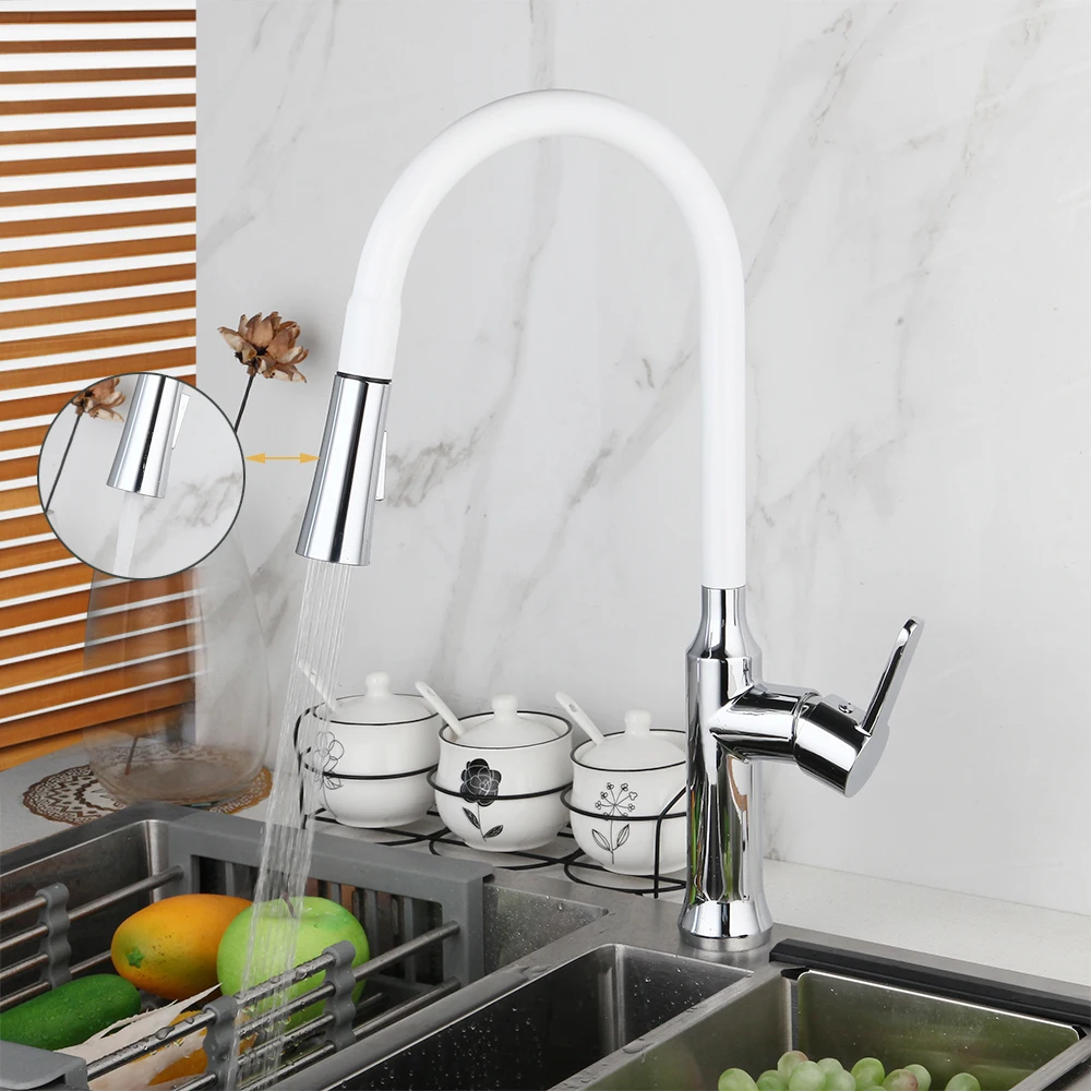 360 Swivel Pull Out Faucet Sold Brass Chrome Finish Deck Mount 2 fonction outlet Kitchen Basin Sink Spout Mixer Tap | Обустройство