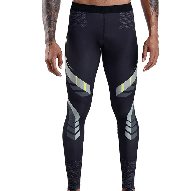 Высокоэластичные мужские Компрессионные Леггинсы с принтом для бега