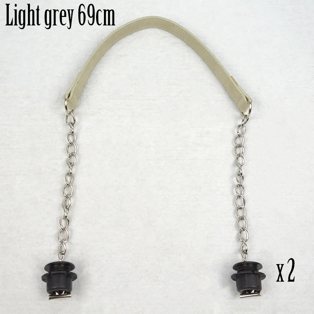 light grey Новинка 1 пара сапоги из нубука на плоской подошве серебристого цвета со шнуровкой низкий толстый каблук тонкие цепи с застежка от черные винты для Obag O ручки для сумок для Для женщин сумка - Цвет: light grey