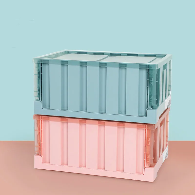 

1 PCS Convenience Foldable Storage Box Plastic Transparent Visible Large Storage Box Home Storage Box with Lid Book Storage Box