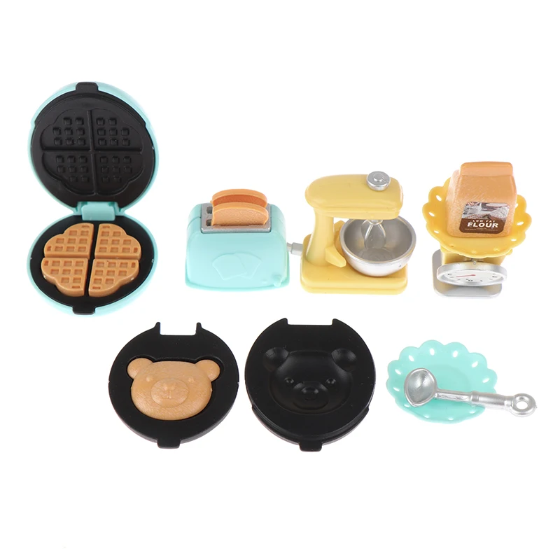 

Dollhouse Mini Accessories Mini Bread Machine Toaster Whisk Weigh Plate Food Kitchen Set Cute Decorations Toaster