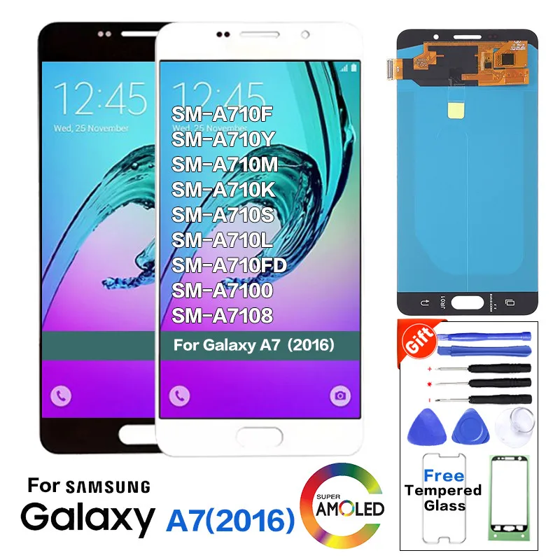 ЖК дисплей AMOLED для Samsung Galaxy A7 (2016) сменный экран A710FD A7100 A7108|Экраны мобильных