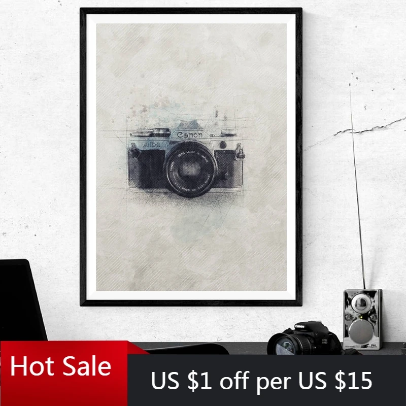 Фотокамера художественный постер печать фотограф подарок винтажная Ручная