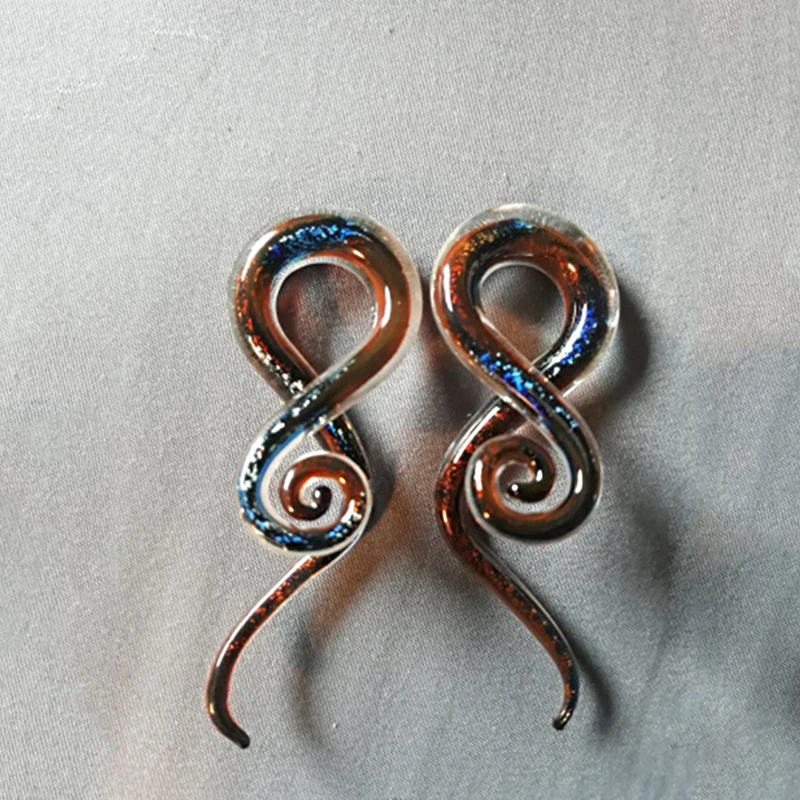 Пара сережек ручной работы из стекла 4 г 12 мм спиральные зеленые висячие серьги