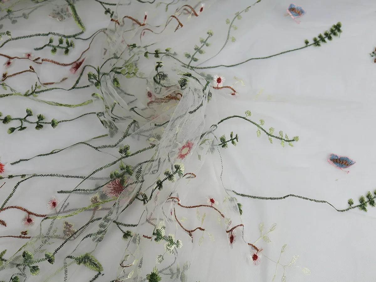 Тюль с вышивкой трава цветок кружевная ткань Цветочная занавеска Гард Свадебный