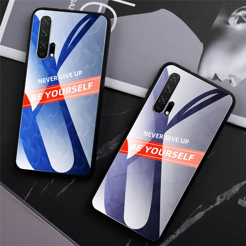 Цветной чехол для телефона из закаленного стекла huawei Honor 8X 9X mate 20 Pro P20 Lite P Smart Plus Y6 Y7