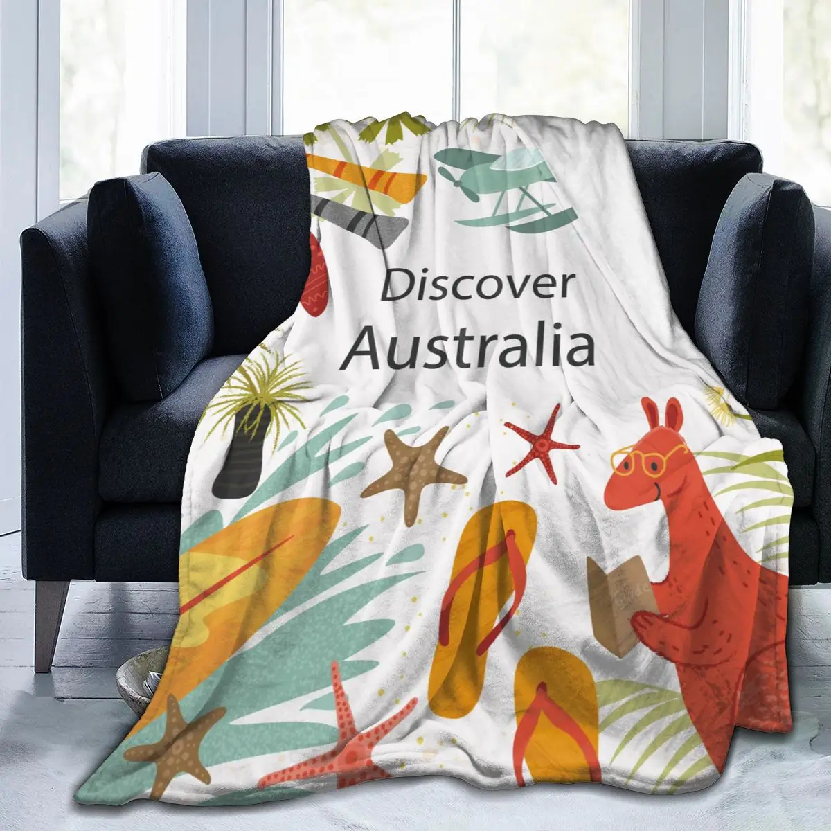 

Flannel Blanket Discover Australia Light Thin Mechanical Wash Warm Soft Blankets Throw on Sofa Bed Travel Patchwork
