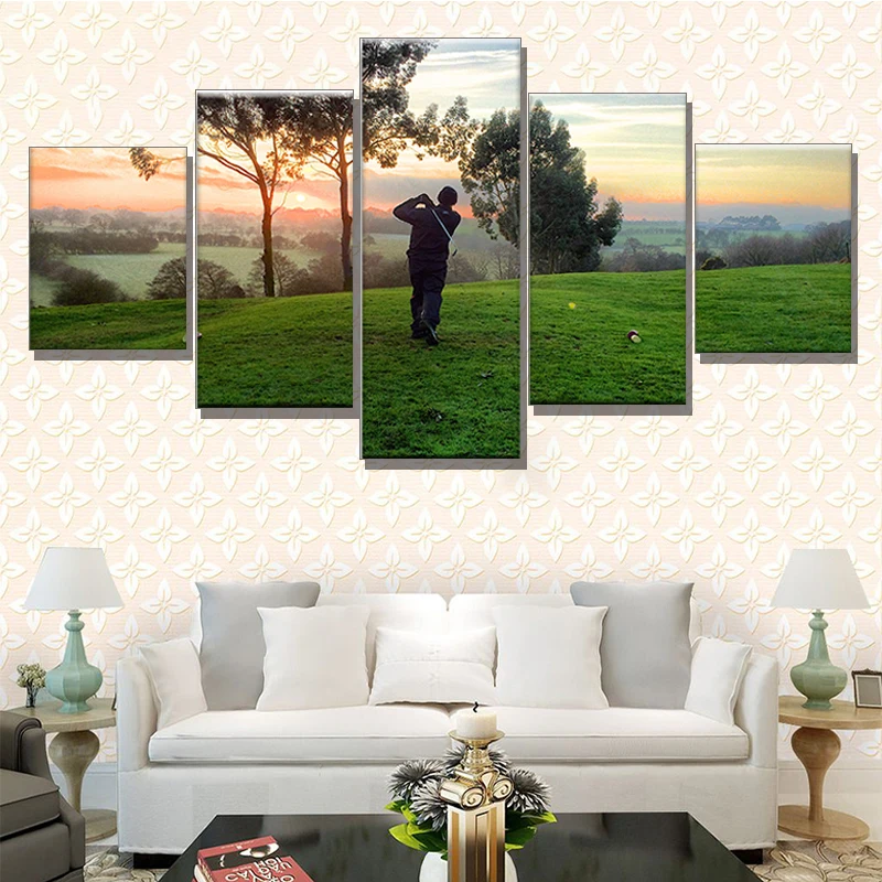 

Canvas Paintings Printed 5 Pieces Golf Golfers Course Wall Art Canvas Pictures For Living Room 5 Pcs Print Posters