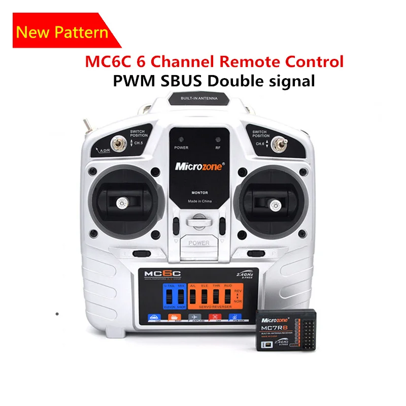 MicroZone MC6C Model Aircraft Remote Control With 2.4G Receiver  For SU27 Fixed Wing Aircraft Through The 4 Axis KT Board Machin