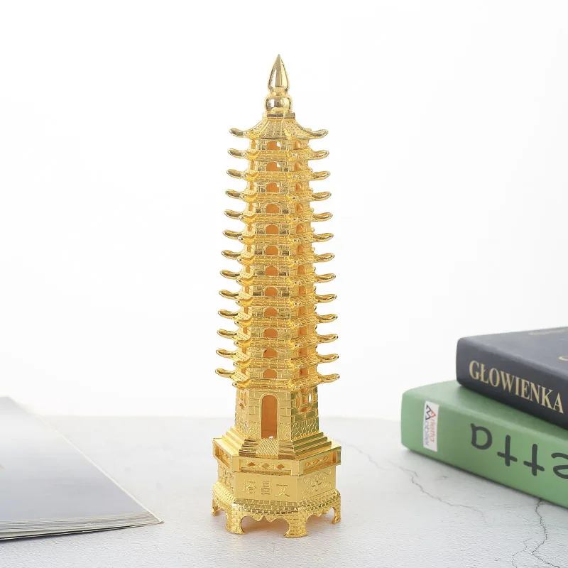 hot sale feng shui zinc alloy 3d model chinese wenchang pagoda tower crafts statue souvenir home decoration metal handicraft free global shipping