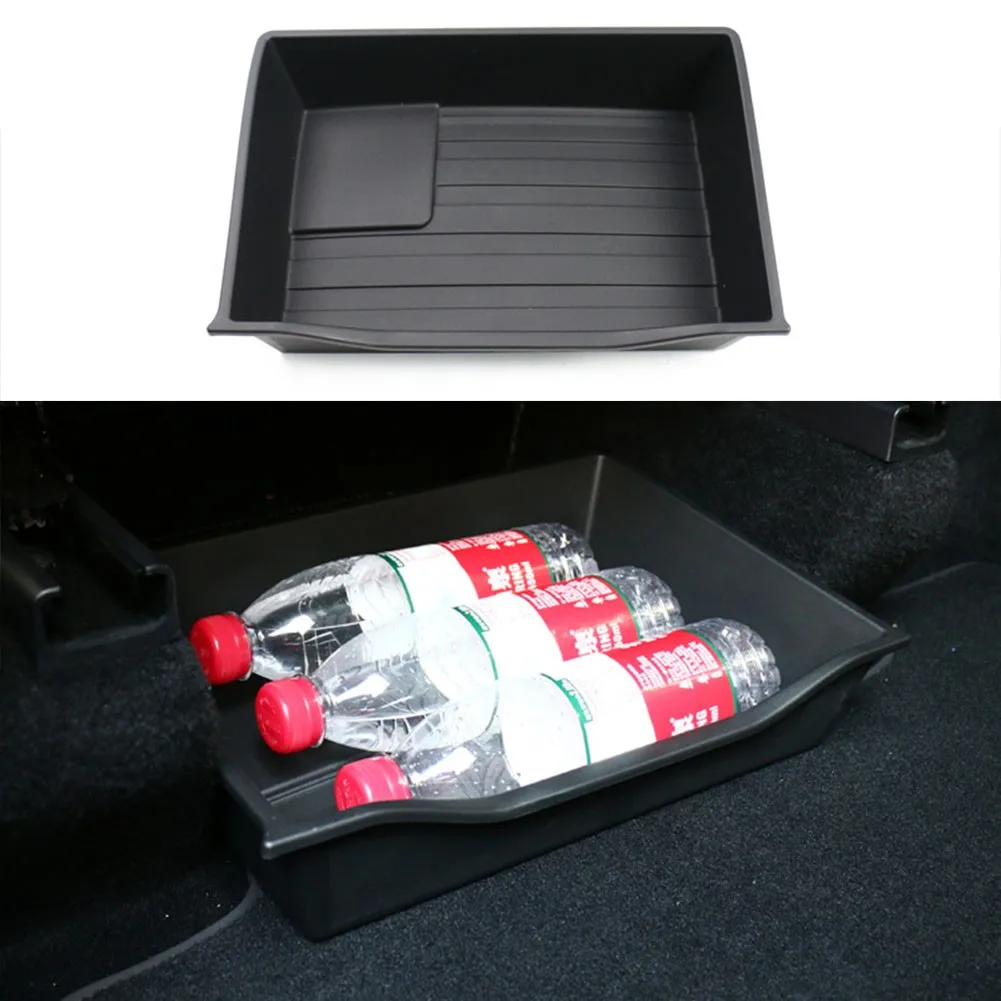 

Black ABS Tray Drawer Storage Box Under Seat Interior Organizer For Tesla Model Y 2021 Car Storage Boxes