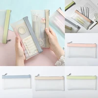 pen case simple transparent tpu leather korean fashion ins pencil bag pouches stationery organizer school office supply