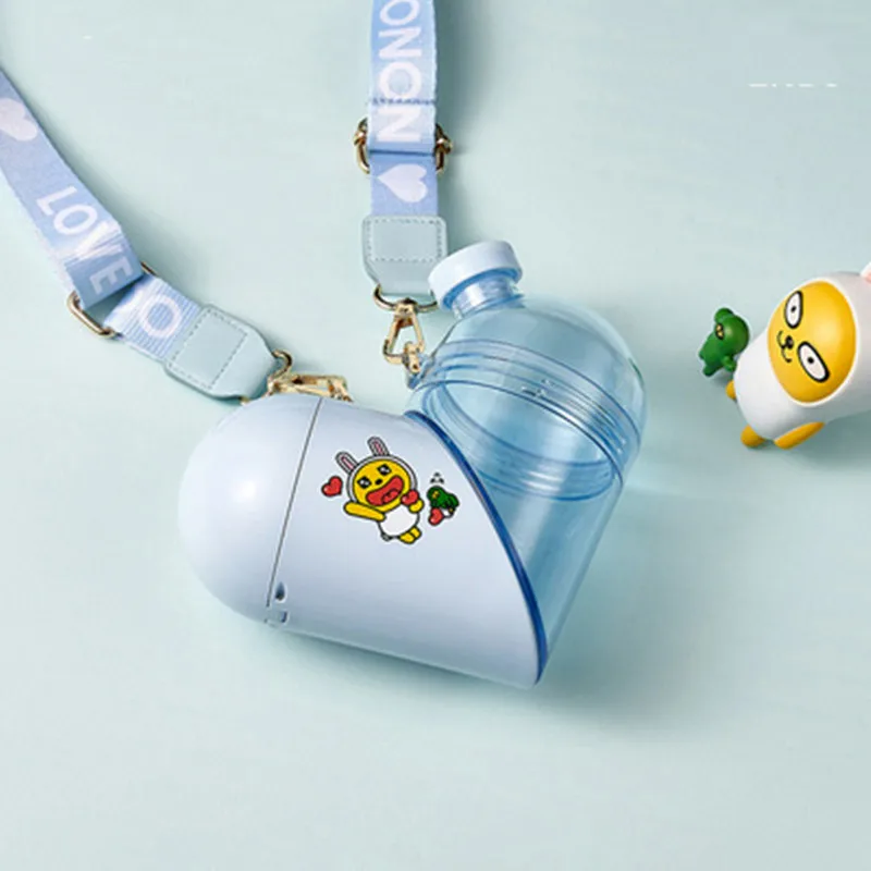 

Nonoo Heart Water Bottle Kakao Creative Straw Cup Storage Outdoor Sports Mugs Portable Rope Fitness Sport Travel Coffee Tea Cup