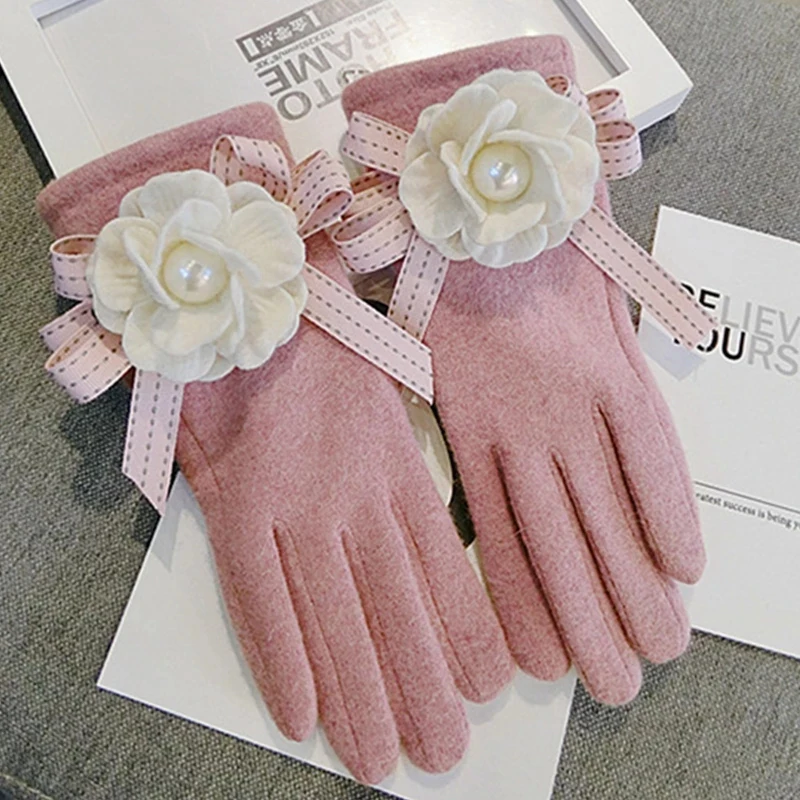 

Newest Winter Gloves Women Cashmere Fashion Women Gloves Full Finger Touch Screen Warm Mittens Wool elegant Gloves Candy