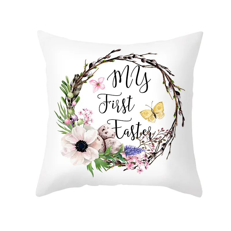 Candy Rabbit Cushion Cover 45x45 Easter Egg Pillowcover Decorative Sofa Cushions Happy Pillowcase Home Decor Throw Pillow |
