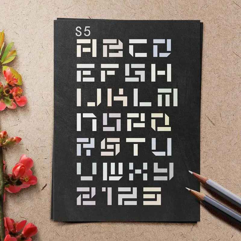 

24 Sheets English Letters Drawing Template Stencil Painting Embossing Scrapbooking DIY Album