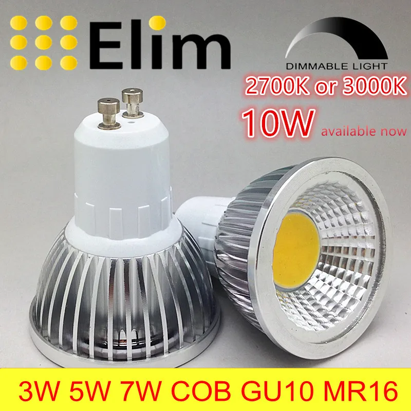 

Dimmable LED Bulb Lamp GU10 E27 MR16 Cob E14 Spotlight 3w 5w 7w 10w 12W Warm White 2700k 3000k 48mm Real Power Halogen