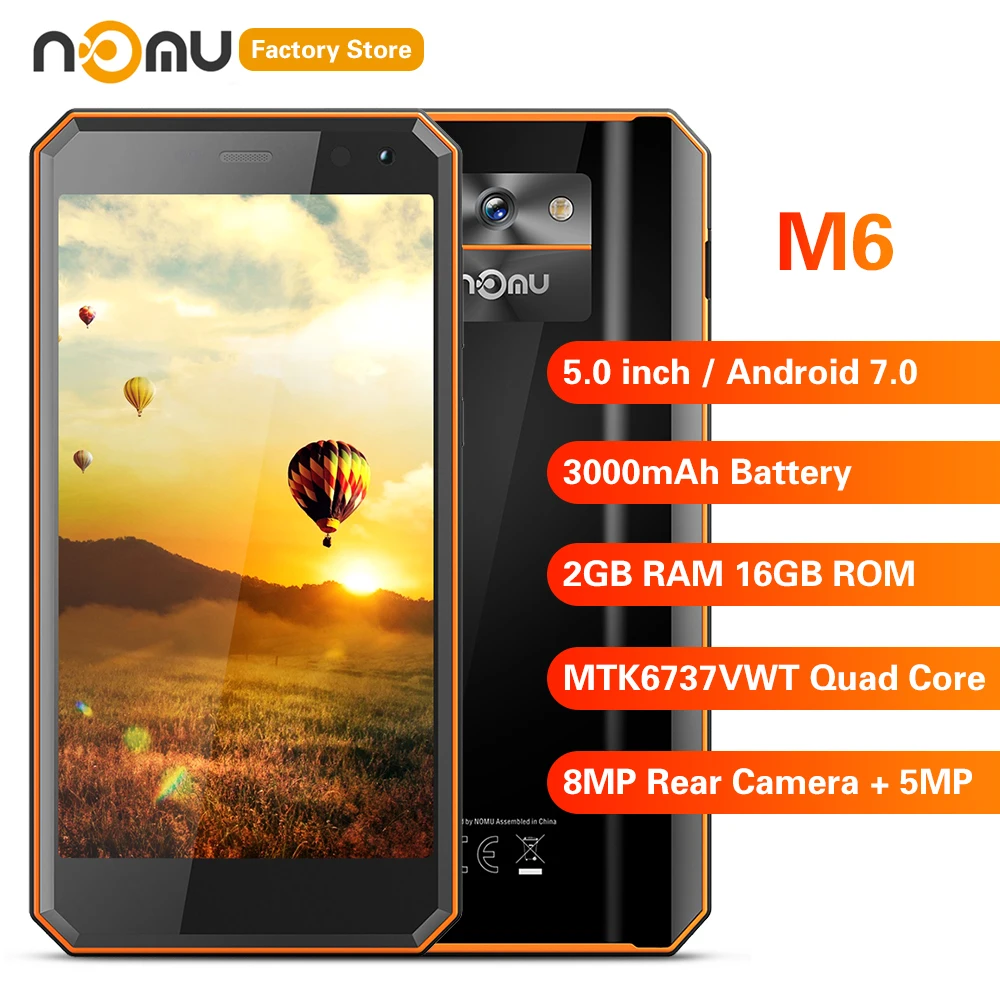 IP68 NOMU M6 4G смартфон 5,0 дюймов Android 7,0 MTK6737VWT четырехъядерный 1,5 ГГц 2 Гб ОЗУ 16 Гб ПЗУ 8,0 МП задняя камера 3000 мАч батарея