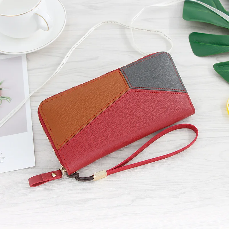 

Geometric Women Clutch Wallets Phone Pocket Purse Card Holder Patchwork Women Long Wallet Lady Fashion Short Coin Purse