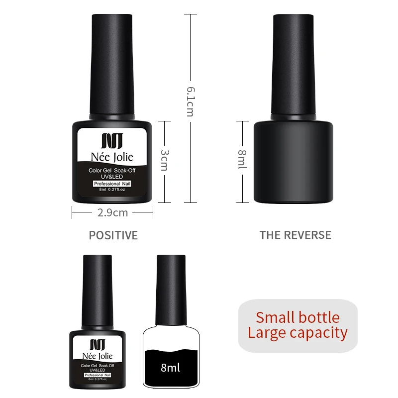 

NEE JOLIE 8ml UV Gel Nail Polish LED Nail Art Varnish Red Gray Gel Nail Long Lasting Gel Soak off Nail Art DIY Designs