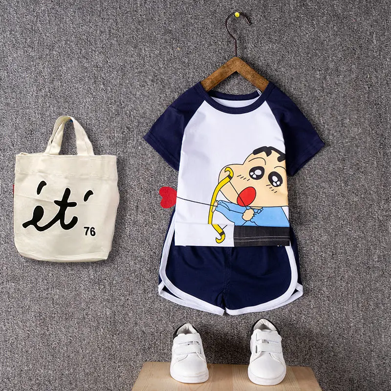 Дораэмон для маленьких мальчиков и Летняя Одежда девочек набор детской одежды