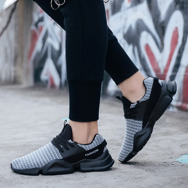 

Mesh Breathable Men Shoes Comfortable Breathable Walking Sneakers Black 46 Extra Large Size Summer Wear-resistant Casual Shoes