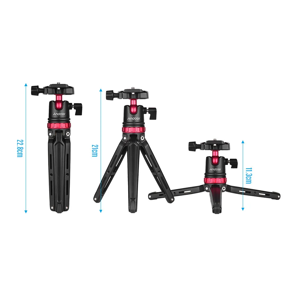 Настольный мини штатив Andoer для камер смартфонов Шариковая головка QR пластина Canon