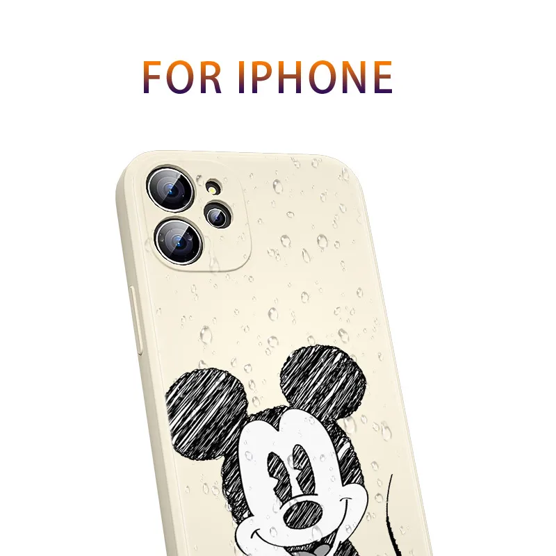 Liquid Silicone Soft Cover Cool Mickey Mouse For Apple IPhone 13 12 Mini 11 Pro XS MAX XR X 8 7 6 SE Plus Phone Case