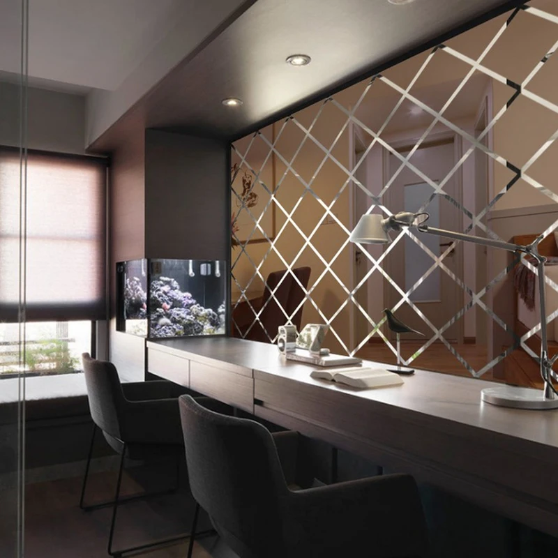

3D Acrylic Mirror Wall Stickers Home Hotel Living Room Decoration Modern Diamond Pattern Diamond Pattern