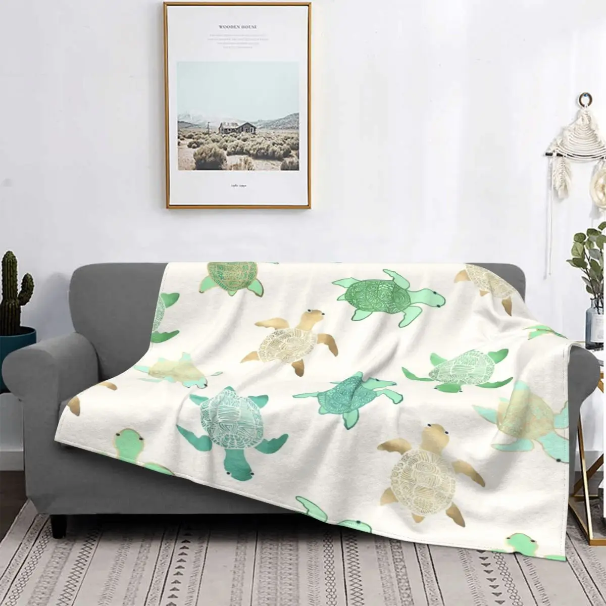 

Gilded Jade & Mint Turtles Blanket Bedspread Bed Plaid Duvets Anime Plush Summer Blanket Summer Bedspread