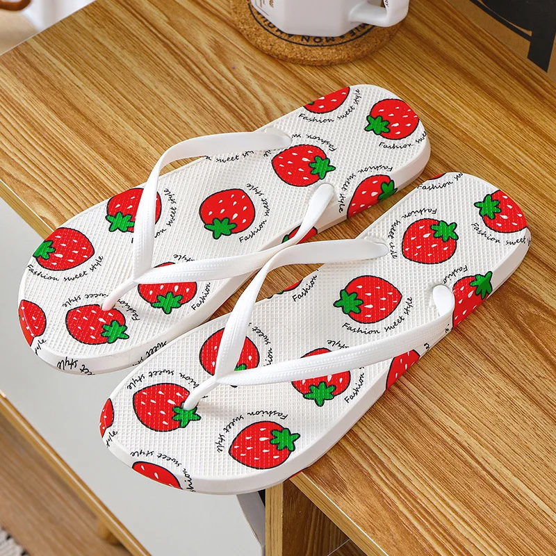 

Summer Fashion Women Flip Flops Slip On Shoes Flat Cute Pineapple Strawberry Beach Flip Flops Slippers Outdoor Women Slides