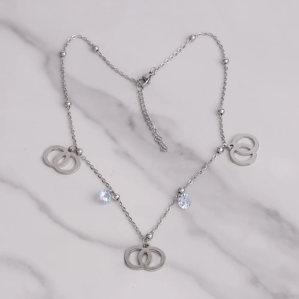 

New Geometric Choker Necklace For Women Stainless steel Zircon Chain Women Necklace Girl's Accessories Woman Party Jewlery