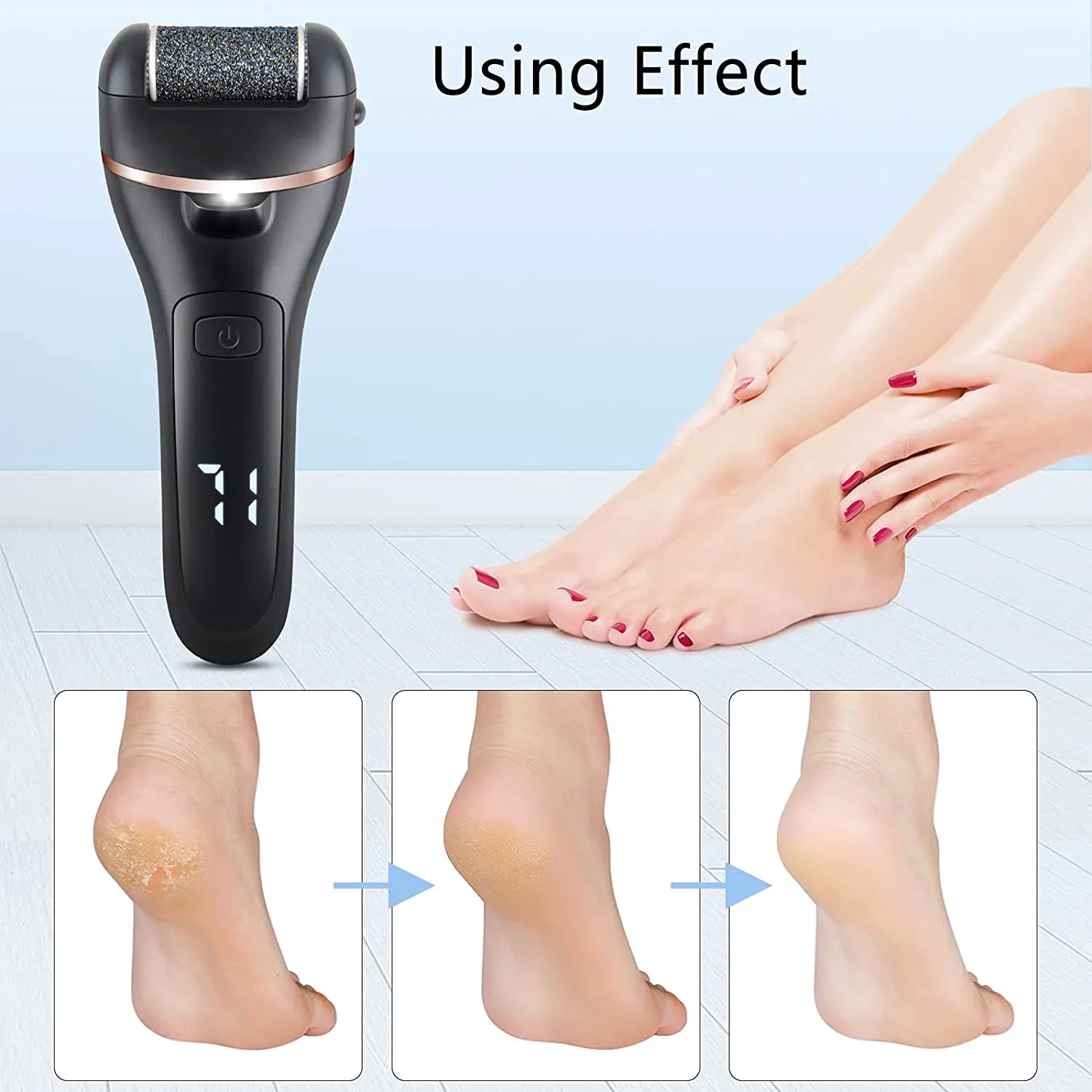 

Rechargeable Electric Foot File Callus Remover Machine Pedicure Device Foot Care Tools Feet For Heels Remove Dead Skin black
