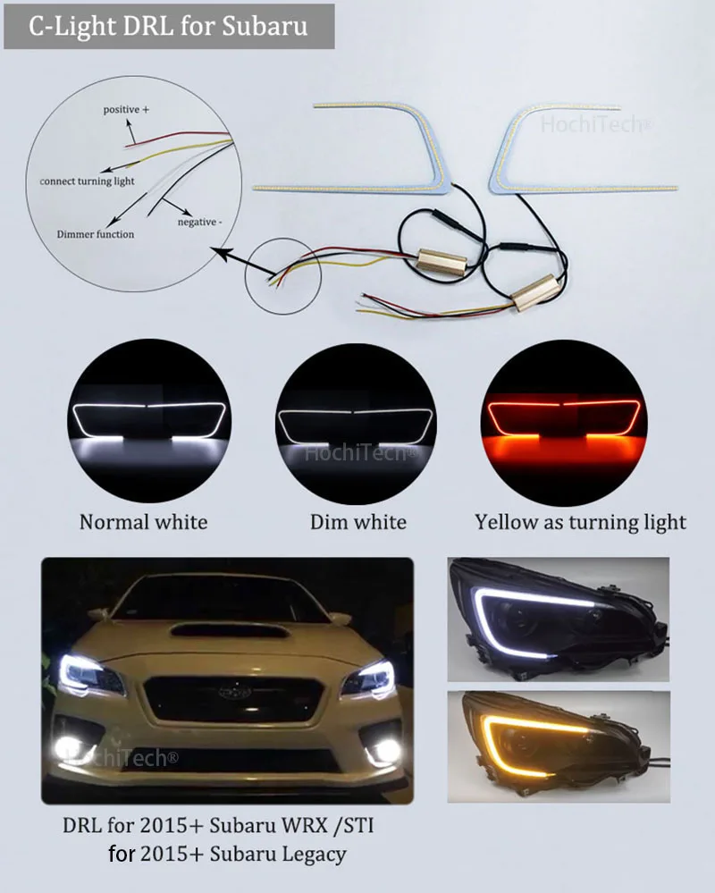 Автомобильный мигающий для Subaru WRX/STI светодиодный DRL Дневной ходовой свет Дневной Водонепроницаемый желтый сигнал