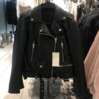 Женская мотоциклетная куртка Aibeautyer, Черная байкерская верхняя одежда из мягкой искусственной кожи на молнии с поясом на весну-осень