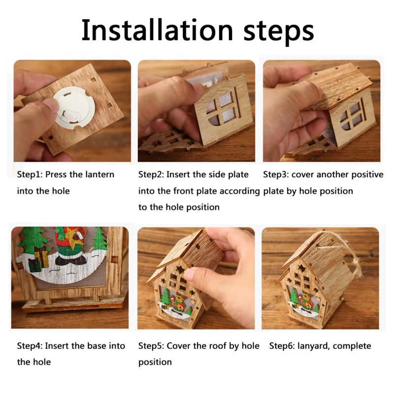 DIY светодиодный Рождественский деревянный орнамент светящийся дом елочные